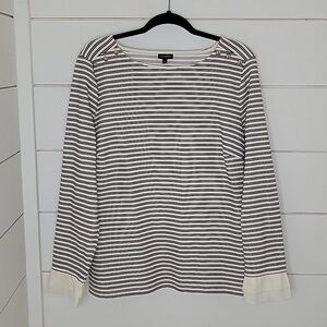 TALBOTS xl off-white & black stripe with metallic threading knit top